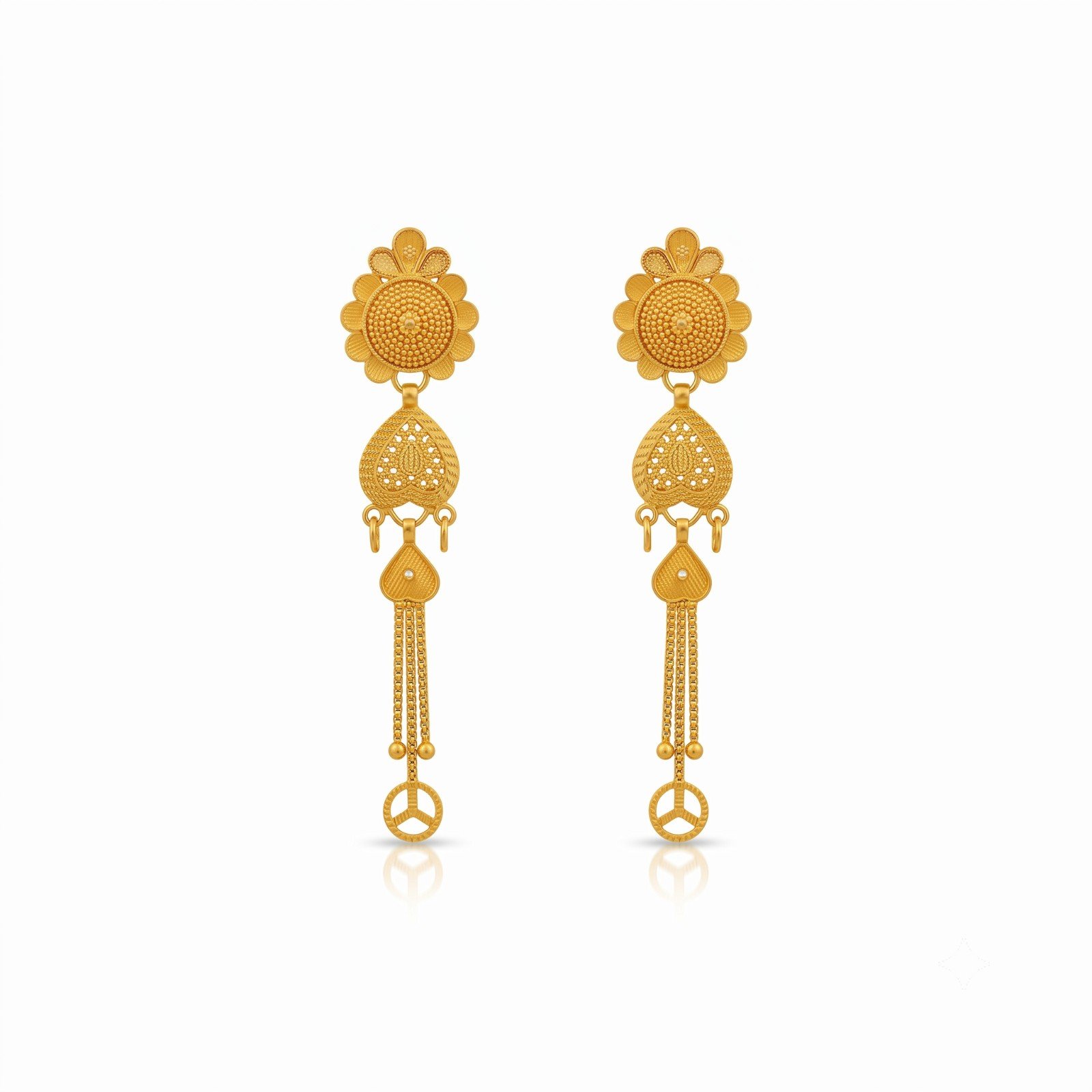 Gold Floral  Drop Earrings