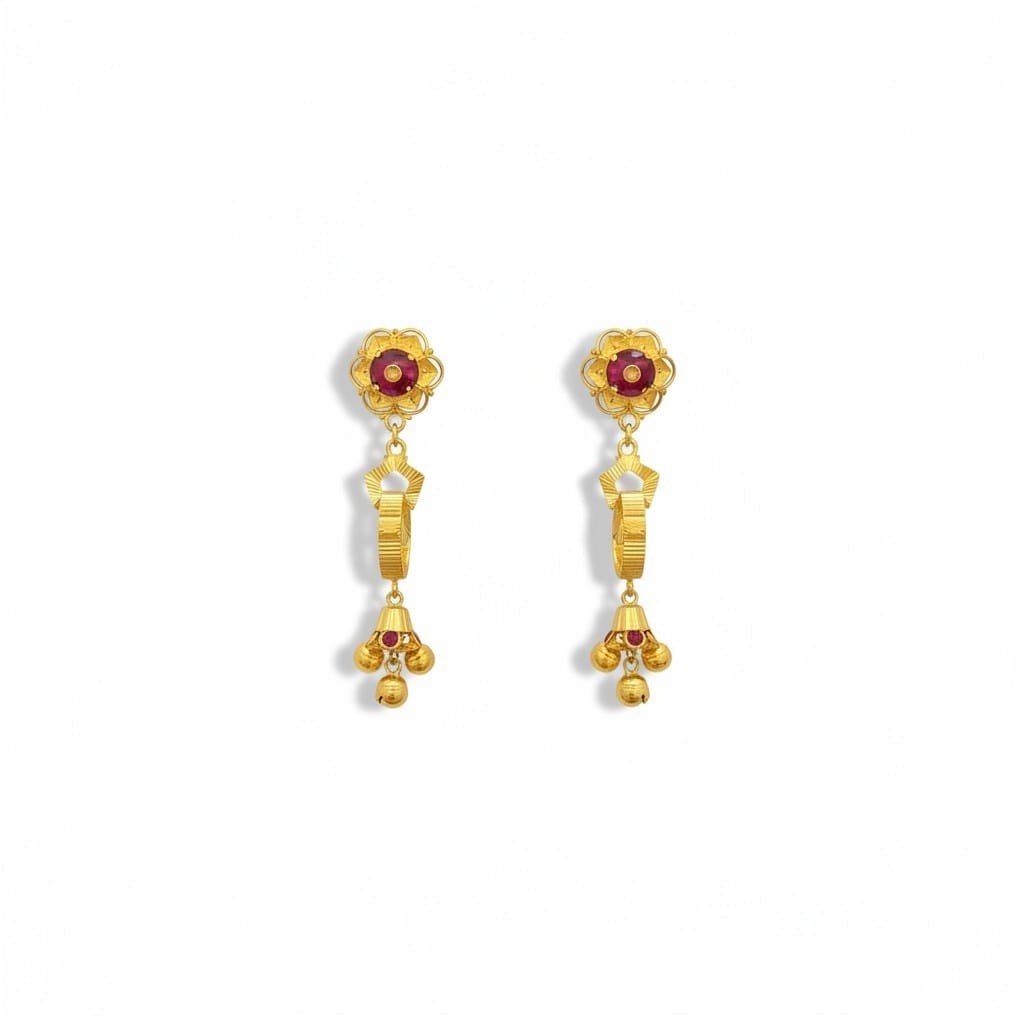 Ruby Gold  Drop Earrings