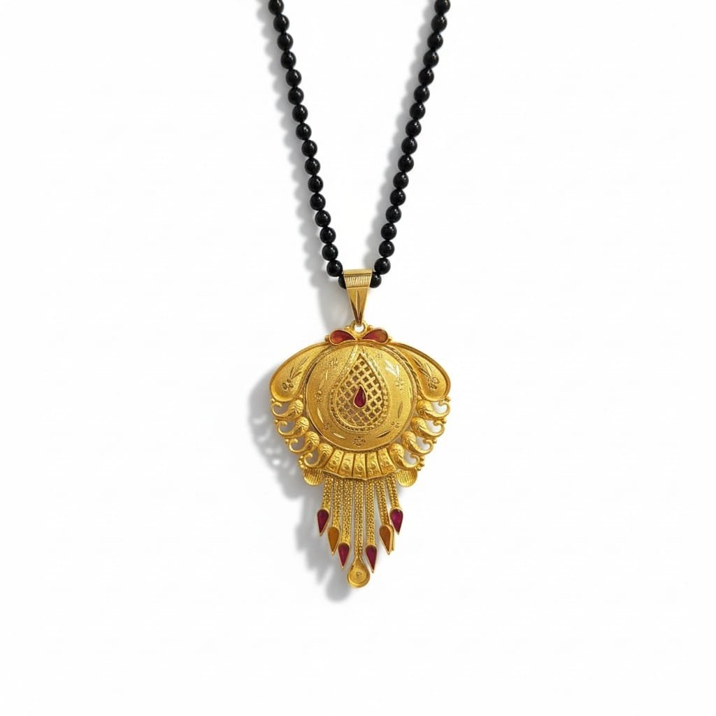 Gold Plated Traditional  Black Bead  Mangalsutra