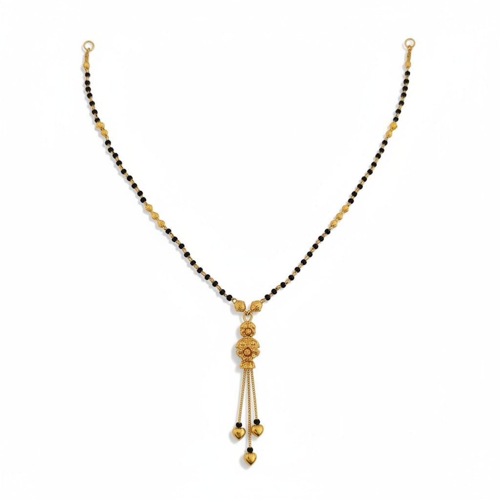 Gold Plated Black  Bead Long  Mangalsutra
