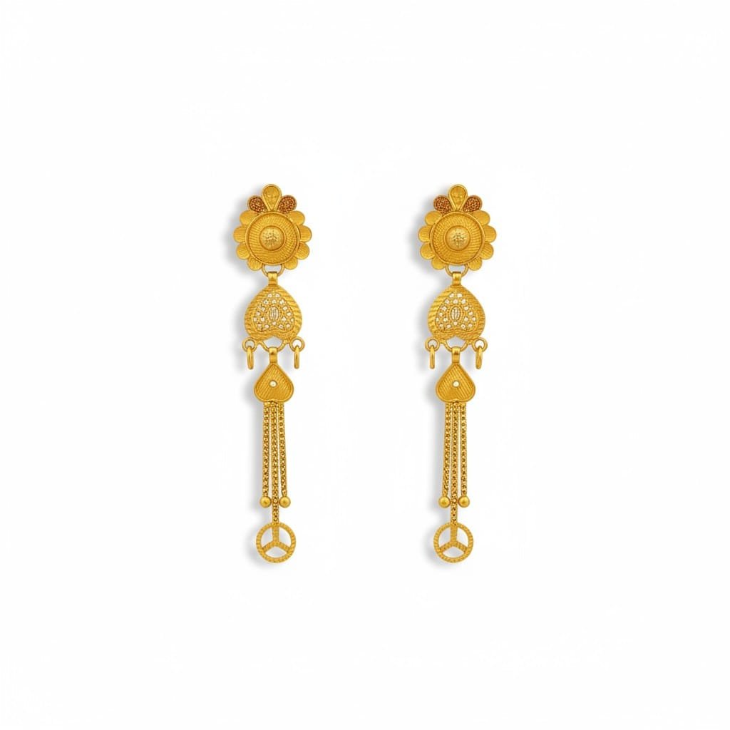 Gold Floral  Drop Earrings