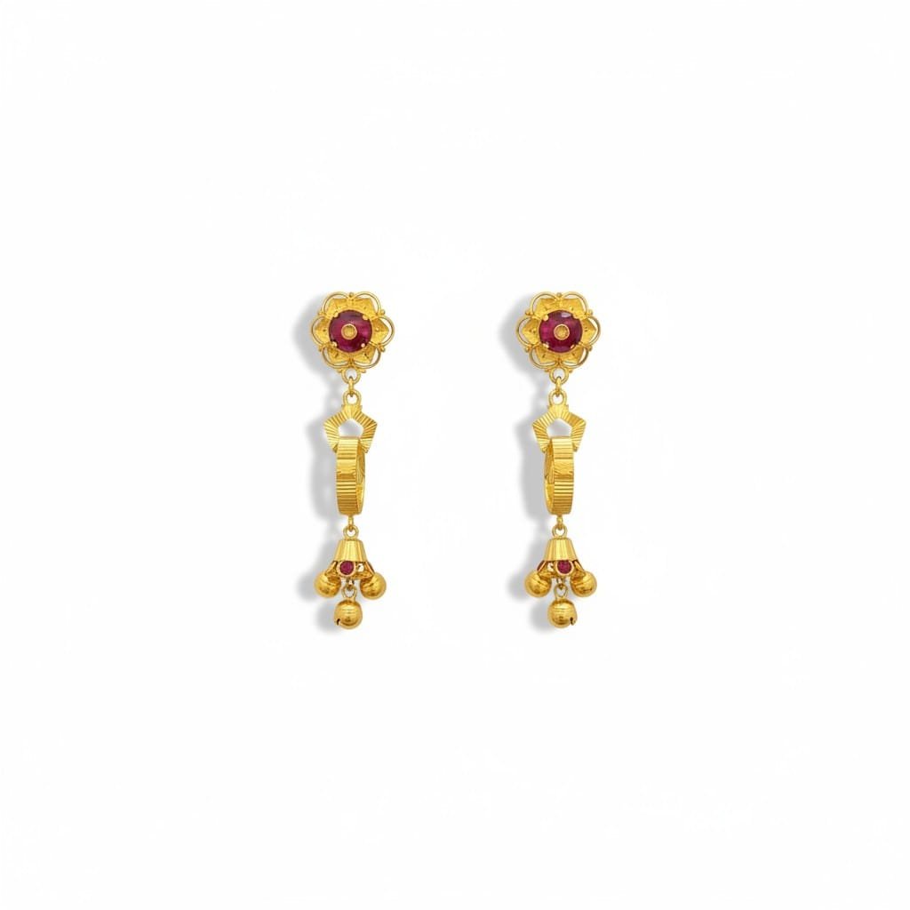 Ruby Gold  Drop Earrings
