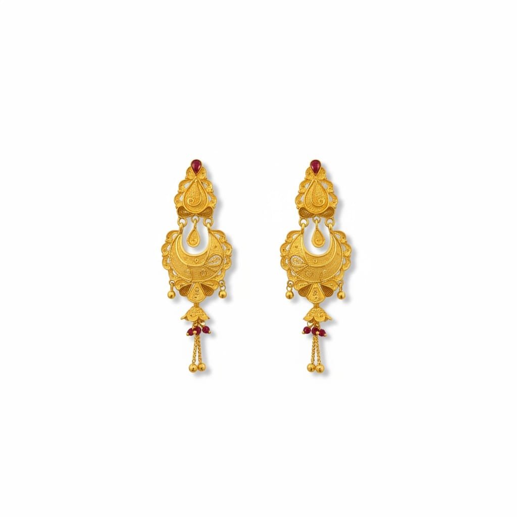 Elegant Gold  Chandbali Earrings