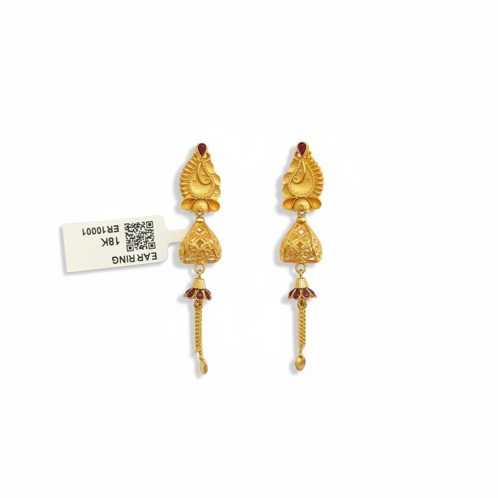 Gold Plated Traditional  Long Earrings